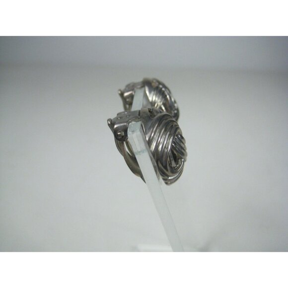 MFA Museum of Fine Arts Vintage Sterling Silver 925 Knot Clip On Earrings Dome - Picture 7 of 9